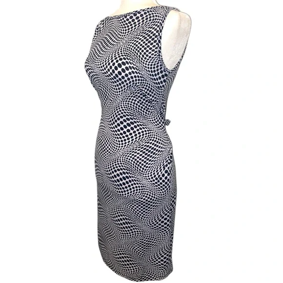 Vtg XXI Sleeveless Black and White Swirl Sheath Dress - Picture 3 of 9